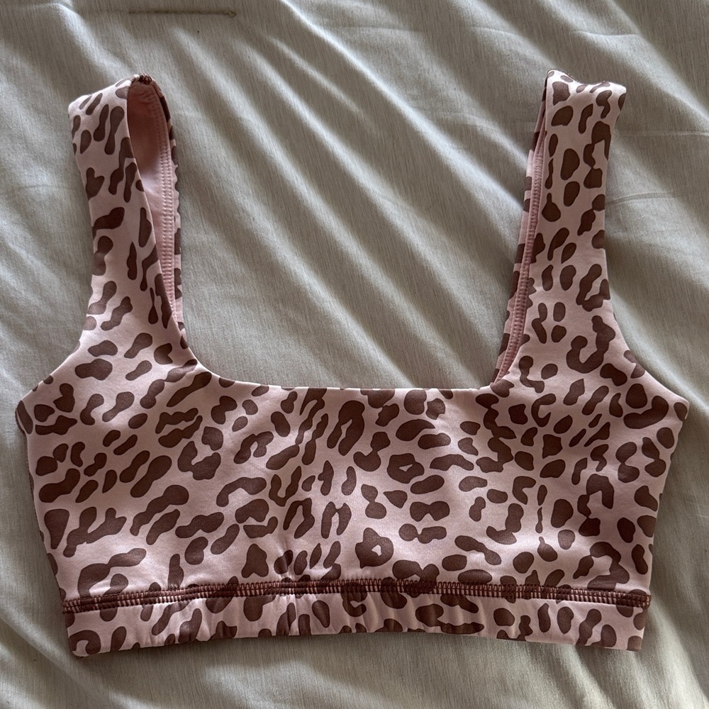 Tan + Lines Leopard Print Sports Bra Size XS